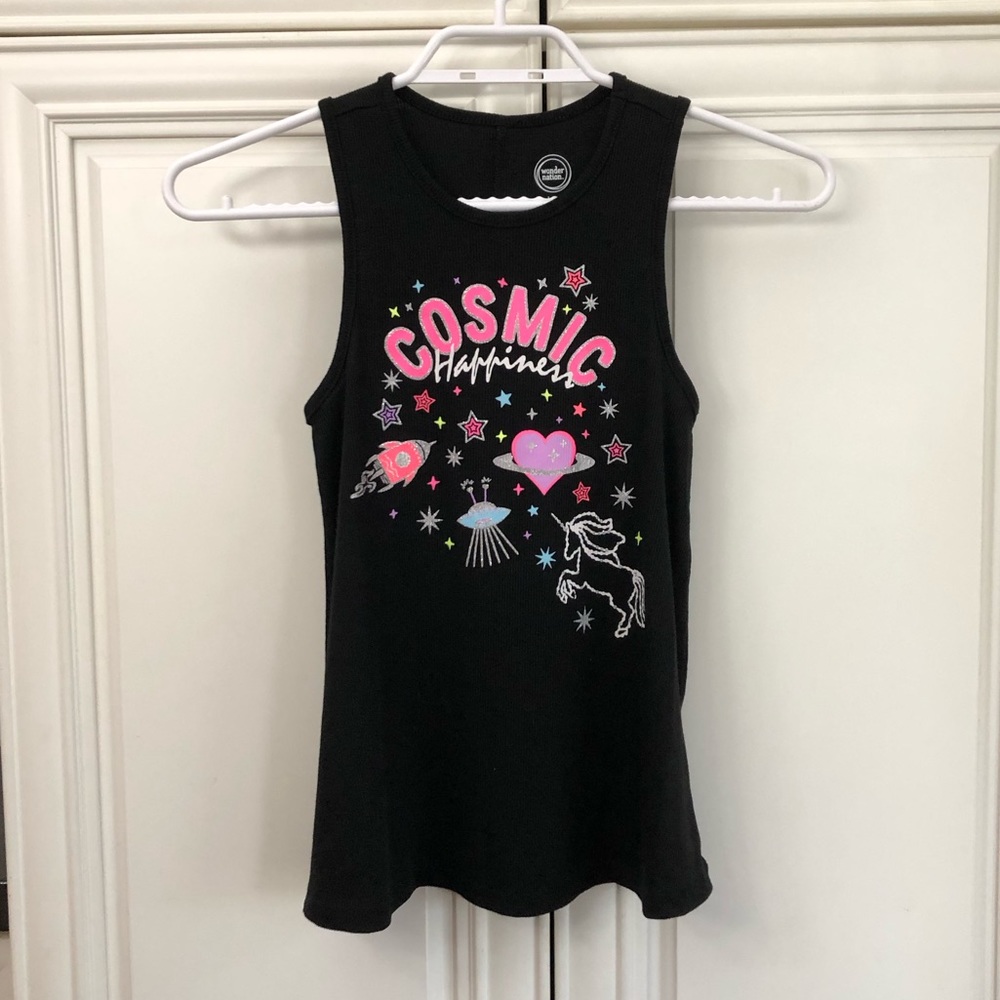 😎Wonder Nation girls graphic ribbed tank top